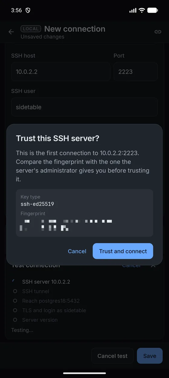 A prompt asking whether to trust an SSH server's fingerprint