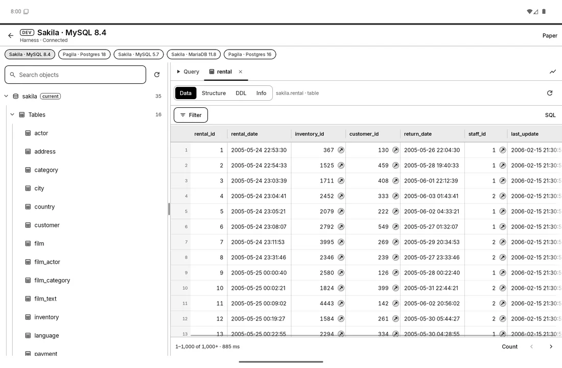 The data grid in the Paper theme